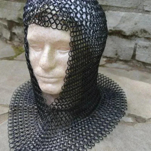 NEW Medieval Knights Butted Chain mail STEEL MAIL COIF Head Armor Helmet Liner - Picture 2 of 4